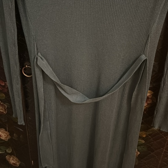 NWT EXPRESS long sage green duster cardigan with tie belt. Size XXS. - Picture 3 of 3